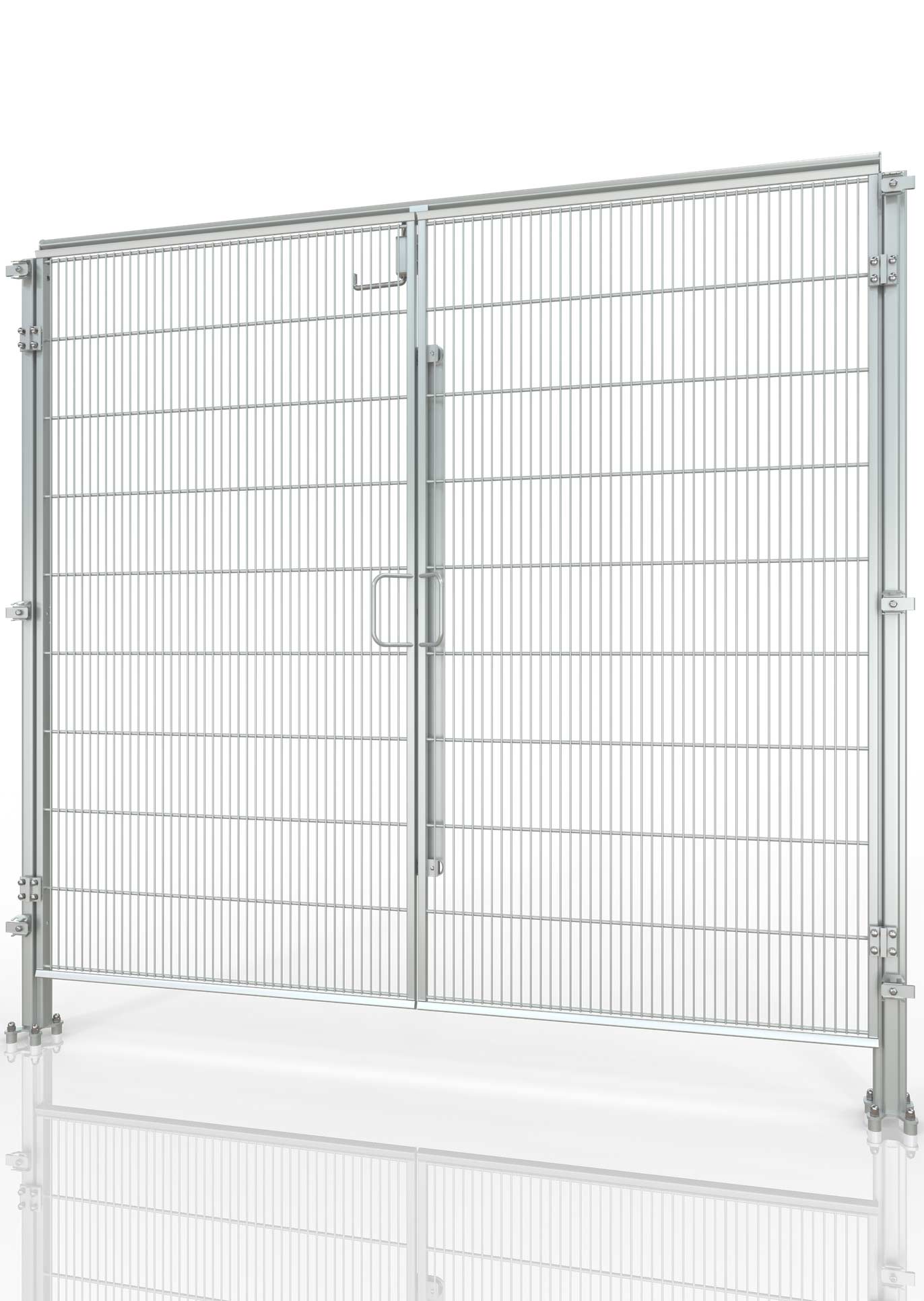 Edelstahl zweiflügelige Drehtür für Maschinen-Schutzgitter HYGIENEFENCE®2000X2000mm