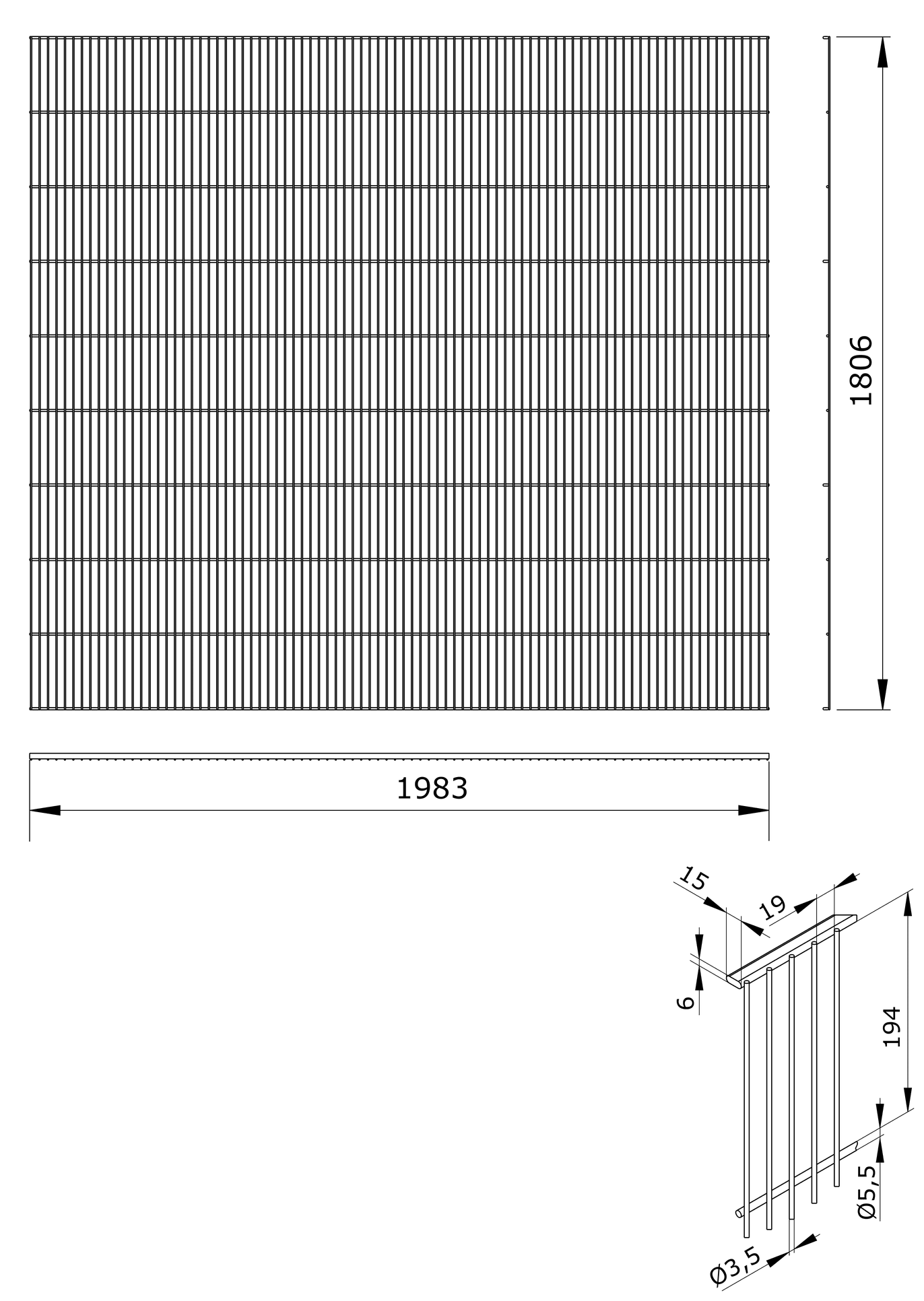 Maschinenschutzgitter ECONFENCE® BASIC LINE 2000x1800mm RAL-1021